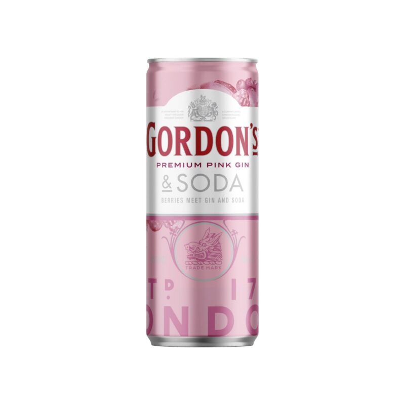 Gordons Pink Gin & Soda 4% 250ml Can 24 Pack