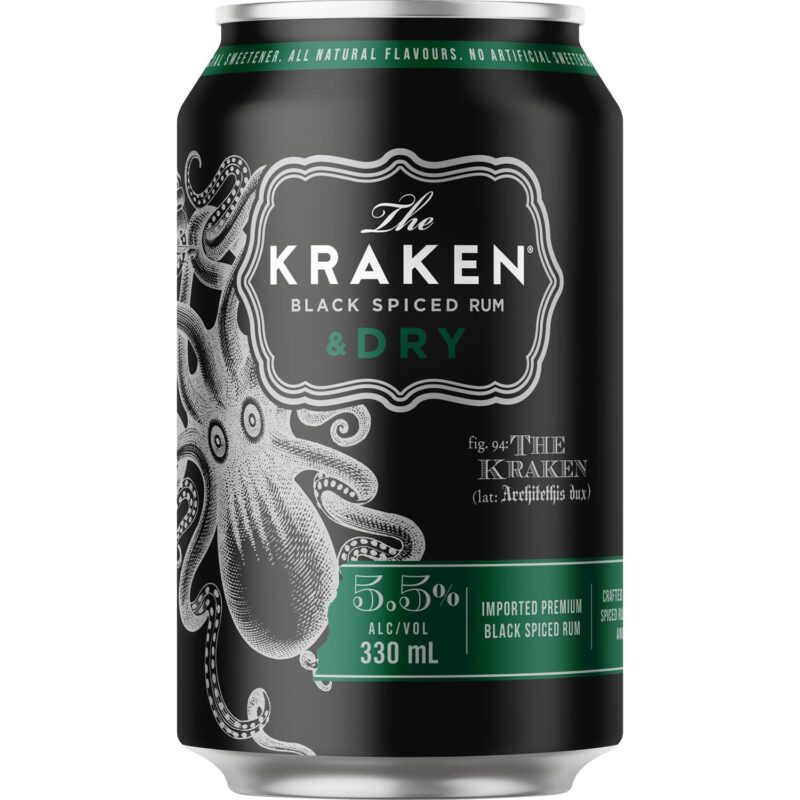 The Kraken Spiced Rum & Dry 330ml Can 24 Pack