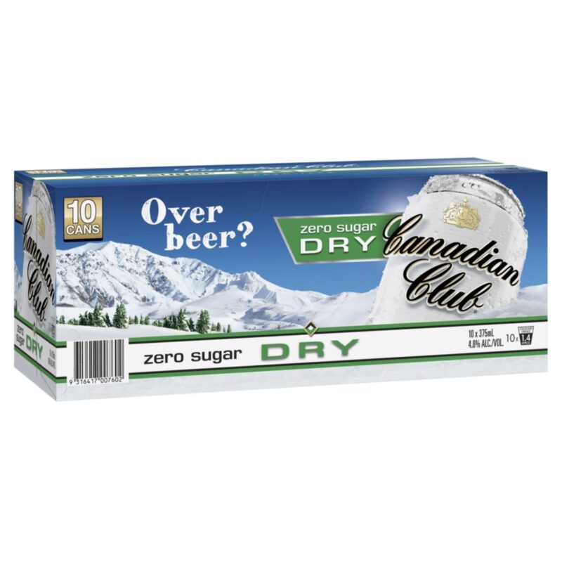 Canadian Club & Dry Zero Sugar Can 375ml 10 Pack