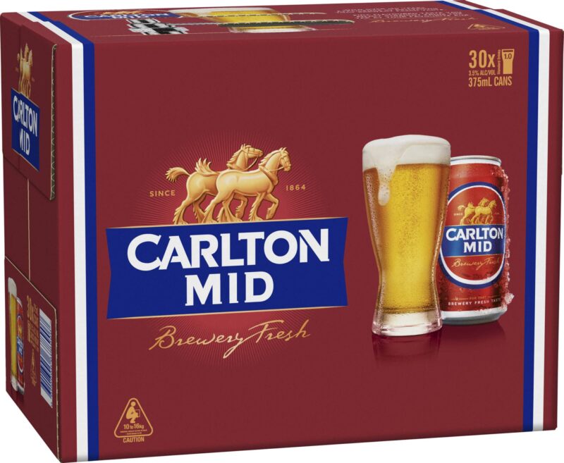 Carlton Mid 3.0% 375ml Can Block 30 Pack
