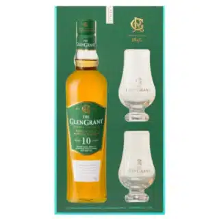 Glen Grant 10 Year Old Single Malt Scotch Whisky 700ml + 2 x Glass Gift Pack