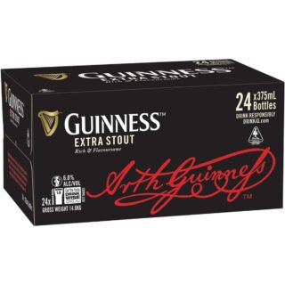 Guinness Extra Stout 6.0% 375ml Bottle 24 Pack