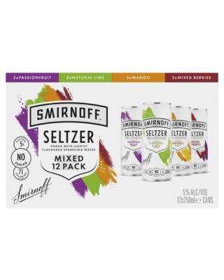 Smirnoff Seltzer Mixed 12 Pack 12 x 250ml